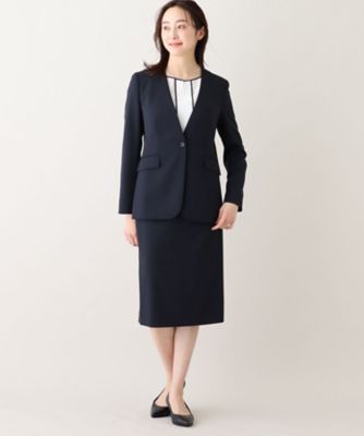 極美品✧︎ エムズグレイシー パール付きニットジャケット ノーカラー 黒 38 軽くて快適！】ウール混 ストレッチノーカラージャケット