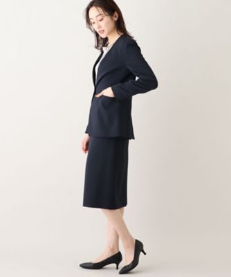 軽くて快適！】ウール混 ストレッチノーカラージャケット