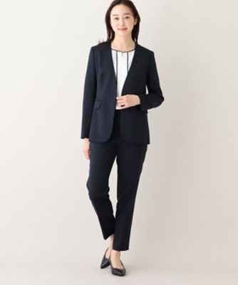 ★08Mab★ウール混ノーカラージャケット【Blacknavy 】 ☆08Mab☆ウール混ノーカラージャケット【Blacknavy 】