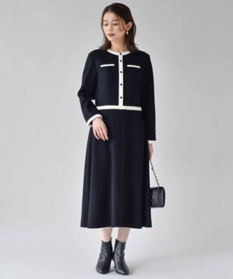 １枚で決まる ウールジャージ 配色ワンピース 通勤 学校行事 フォーマル ２００２０７８８４８ 三越伊勢丹オンラインストア 公式