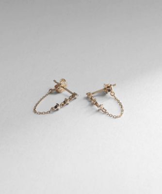 ＜COCOSHNIK (Women)＞Ｋ１０ダイヤモンド　チェーンフープピアス（２００２１０３０８２）