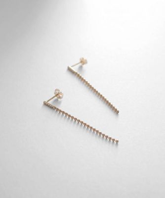 ＜COCOSHNIK (Women)＞Ｋ１０ダイヤモンド　ボールチェーン　スタッドピアス（２００２１０３０８７）