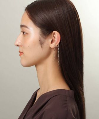 Ｋ１０フラワークロスチェーン前後　イヤーカフ（２００２１１２３８５）
