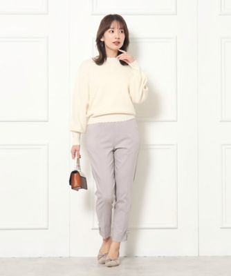レオナール　SPORT パンツ　ストレッチ　カジュアル　リボン　花柄　40 L ラクチンきれい見えパンツ】リボンハイパーストレッチパンツ