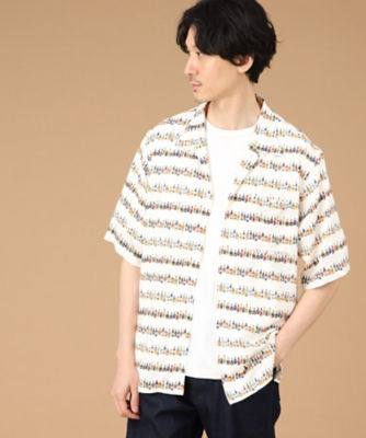 ＜TAKEO KIKUCHI (Men)＞リカープリント　オープンカラーシャツ（２００２１１４１１０）