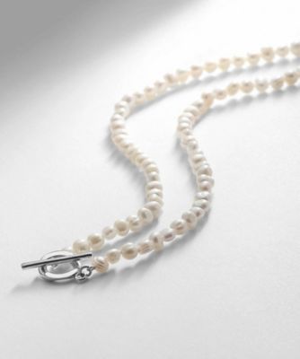 ＜COCOHNIK ONKITSCH (Women)＞シルバー　淡水バロックパール　カーブチェーン　マンテルネックレス（２００２１１７５１８）