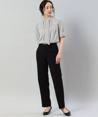 新着 ◇【シャリ感／イージーケア】ストレッチ セミワイドパンツ パンツ