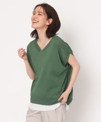 ＜三越伊勢丹/公式＞ CORDIER (Women)/コルディア 夏に心地よいフレンチ袖プルオーバーニット グリーン023 トップス
