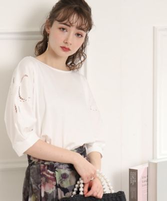 【新色追加！ＵＶ／接触冷感／マシンウォッシャブル】エンブロカット刺繍ドルマンカットソー（２００２１３２８７９）