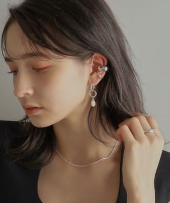シルバー925 フープピアス パールチャーム付き シルバー フープピアス パールチャーム（ピアス） | COCOSHNIK