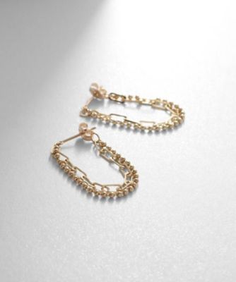 ＜COCOSHNIK (Women)＞Ｋ１０ケーブル×ボールチェーン　フープピアス（２００２１４６６６０）