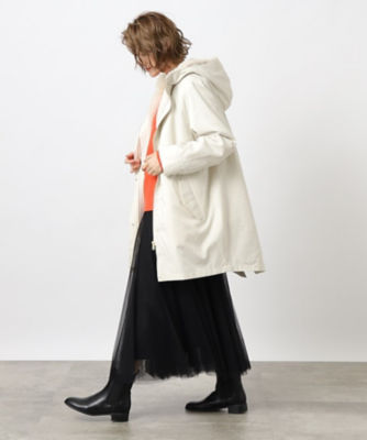 三越　MITSUKOSHI シルク製　ロングコート　ベルト付き　毛皮ライナー付き素材