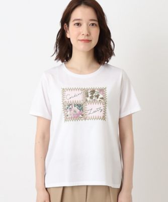 プリント＆刺繍デザインラグジュアリーＴシャツ（２００２１５０３７６ 