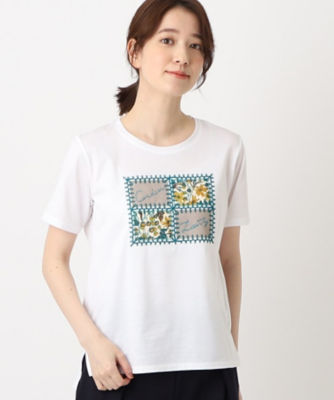 プリント＆刺繍デザインラグジュアリーＴシャツ（２００２１５０３７６