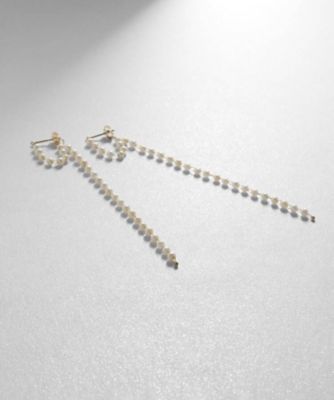 Ｋ１０パールチェーン　ロングフープピアス（２００２１６０５８６）