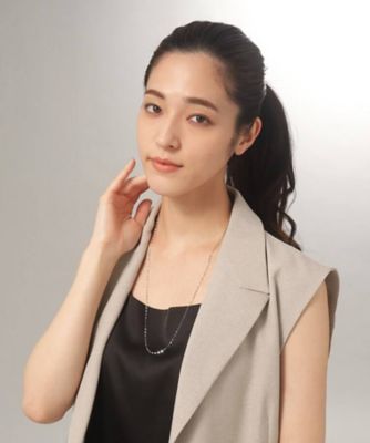 プラチナ フラワークロスチェーン ロングネックレス（65cm
