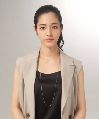 プラチナ フラワークロスチェーン ロングネックレス（90cm