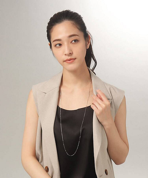 プラチナ フラワークロスチェーン ロングネックレス(90cm プラチナ フラワークロスチェーン ロングネックレス(90cm