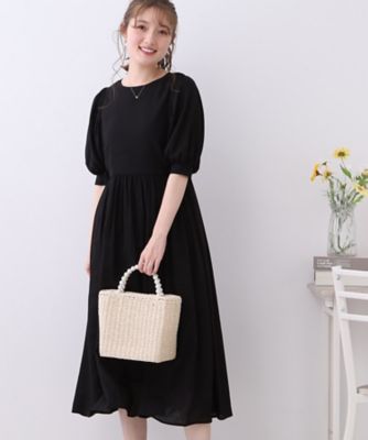 シンプルでも華やか見え。】カラーリネン混ワンピース 