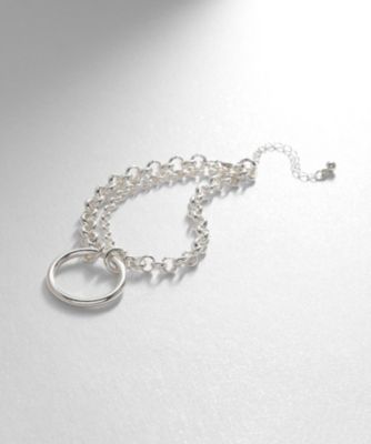 ＜COCOHNIK ONKITSCH (Women)＞シルバー　サークルモチーフ　ダブルチェーンブレスレット（２００２１６８３０８）