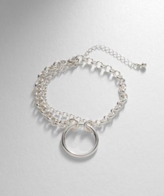 シルバー サークルモチーフ ダブルチェーンブレスレット