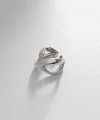 ＜COCOHNIK ONKITSCH (Women)＞シルバー　ホロウイヤーカフ　クロスフープ（２００２１６８３１０）