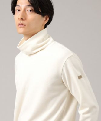 吸湿発熱】ウールブレンド ポンチ オフタートル カットソー 