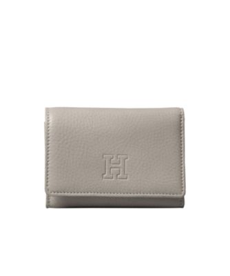 未使用級 イタリア製 HIROFU センプレ 三つ折り財布 レザー シルバー センプレ】三つ折り財布 レザー ウォレット 本革（商品番号：P25