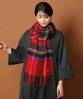 traditionaltraditional weather wear大判チェック柄ラムウールストール