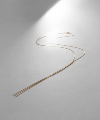 Ｋ１０ベネチアンフラットチェーン三つ編みＹ字　ネックレス（２００２１８１４４７）