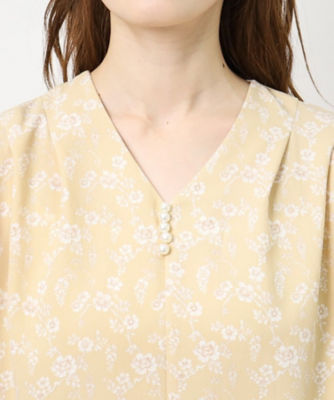 洗える／同柄アイテムあり】ミルソープ柄 フレアスリーブブラウス  