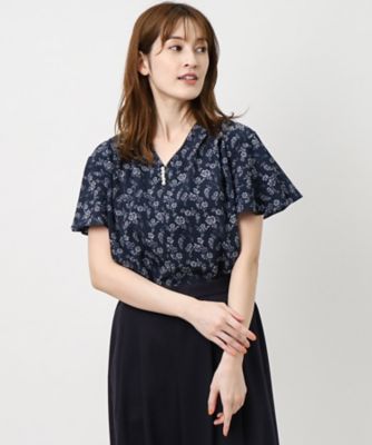 洗える／同柄アイテムあり】ミルソープ柄 フレアスリーブブラウス  