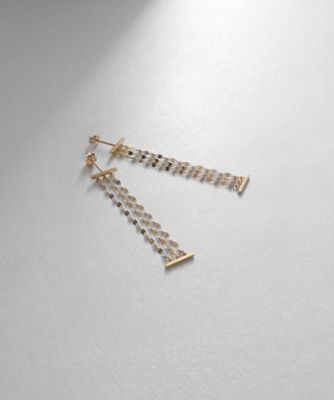 Ｋ１０フラワークロスチェーン３連　スタッドピアス（２００２１８１５３３）