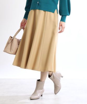  デニム風ソフトマーメイドスカート ベージュ052 ひざ丈スカート