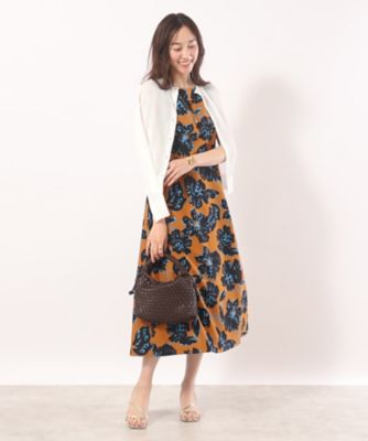 完売商品！リフレクト【洗える】フラワープリントワンピース（黒）LL・13号