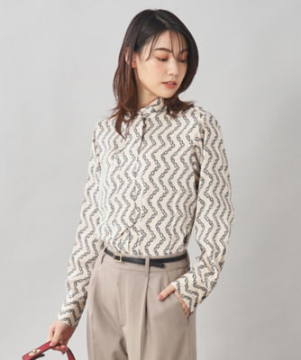 日本製【UNTITLED】ヴィンテージチェーンボウタイブラウス　SIZE2 日本製【UNTITLED】ヴィンテージチェーンボウタイブラウス SIZE2