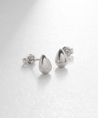 ＜COCOSHNIK (Women)＞プラチナ　中空ペアシェイプ　スタッドピアス（２００２１８６４８９）
