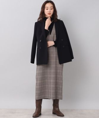 新品 アンタイトル スタイリッシュ ダブルクロス ジャンパースカート 洗える アンタイトル（UNTITLED）/【すっきり＆楽に着られる／洗える