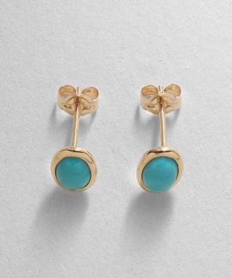 K10トルコ石（ターコイズ）オーバルカボション スタッドピアス