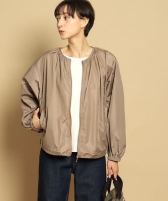 ブルゾン アウター 撥水・UVカットノーカラーギャザーブルゾン  