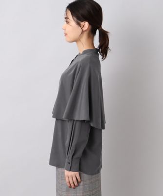 ◇【華やかトップス／洗える】ケープデザイン ブラウス