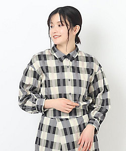 CORDIER (Women)/コルディア 【セットアップ可】オリジナルチェック　ふんわり袖シャツ（２００２１９３８６５）