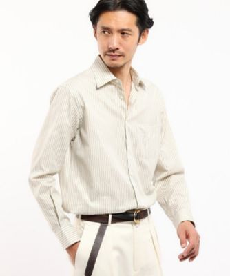 ＜TAKEO KIKUCHI (Men)＞【ＴＨＥ　ＦＬＡＧＳＨＩＰ】コットンシルク　ストライプ　シャツ（２００２１９６２６４）