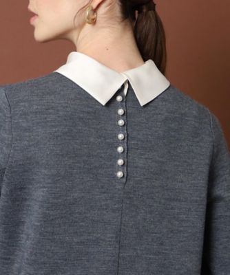 ◆【ＣＬＡＳＳＹ．１１月号掲載】【衿取り外し可】バックフェイクパールニットワンピース（２００２１９７３２６）