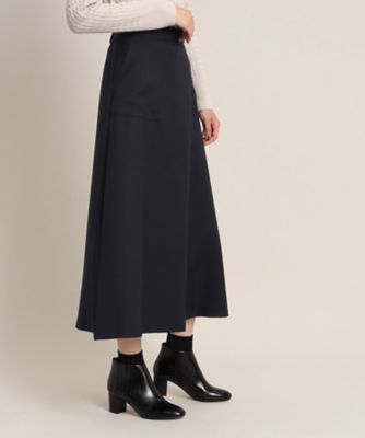 【美品】45R　ウールサージのテントスカート　フレア　Aライン　ウエストゴム 美品♡45R ウールサージのテントスカート フレア Aライン ドロー