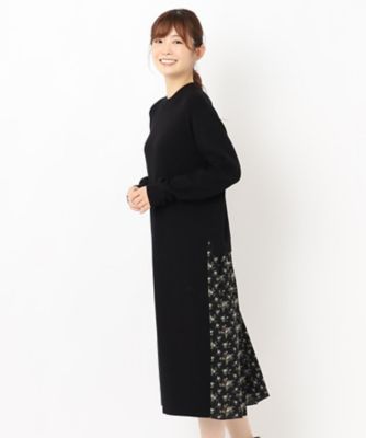 ＜LAURA ASHLEY＞【１４Ｇ／洗える】バックプリーツ　ドッキングニットワンピース（２００２１９８８１２）