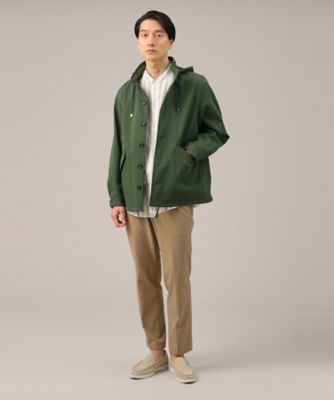 春アウター】ストレッチ ショート フードブルゾン