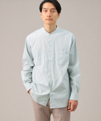 【SALE】TAKEO KIKUCHI (Men)/タケオキクチ 100／2ストライプ バンドカラーシャツ グリーン321 トップス【三越伊勢丹/公式】
