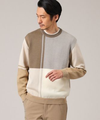 ＜TAKEO KIKUCHI (Men)＞【日本製】ブロッキング　プルオーバーニット（２００２２０１１４９）