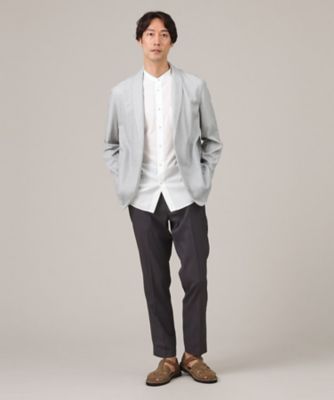 コットン セルロース バンドカラー 半袖シャツ（2002201317